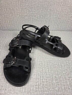 Burberry Black Leather Strap Sandals With Cage Men's Size 42 US 8.5/9  $700